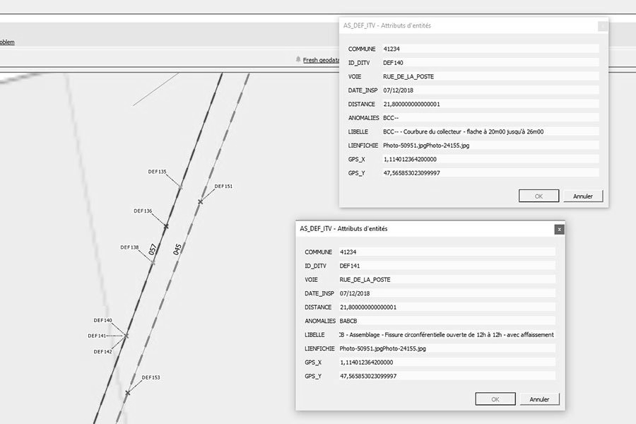 Vue sur un logiciel d'ordinateur avec deux fenêtres d'informations