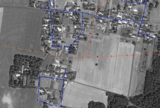 Cartographie avec des liaisons entre des points de réseau