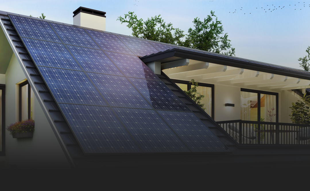 Une maison dotée de panneaux solaires