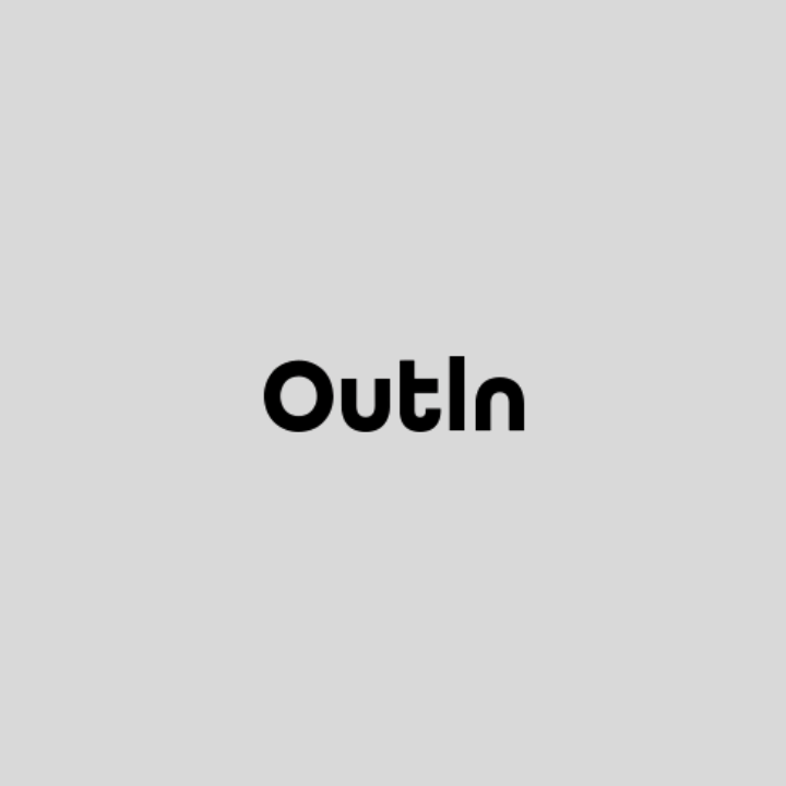La palabra outin está escrita en negro sobre un fondo blanco.