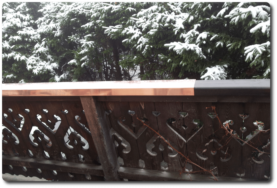 Habillage d'une main courante en cuivre