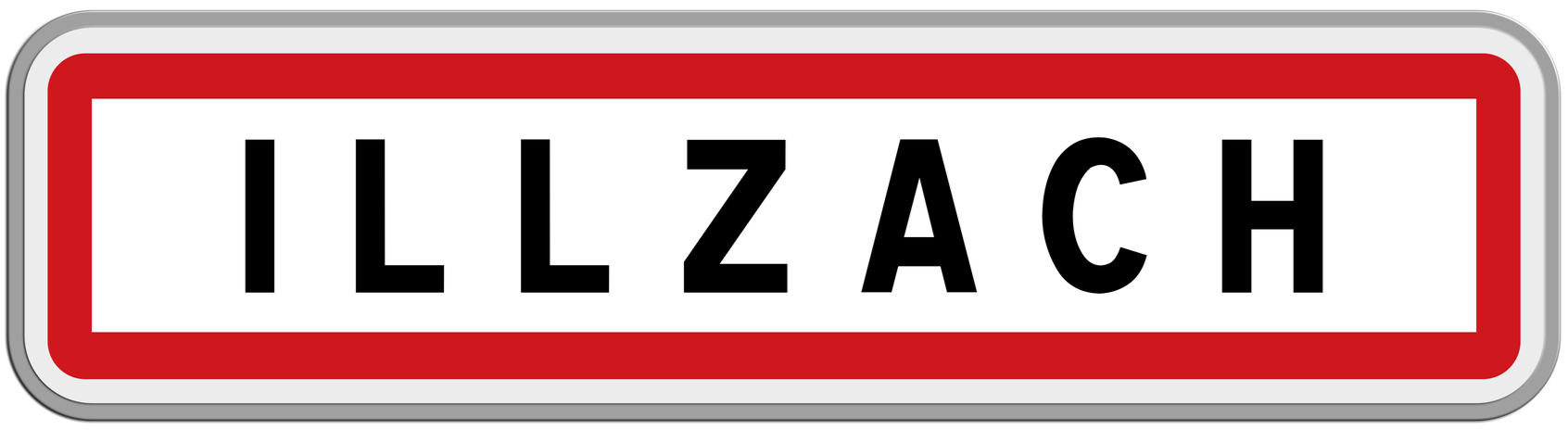 Un panneau d'entrée de ville : Illzach.