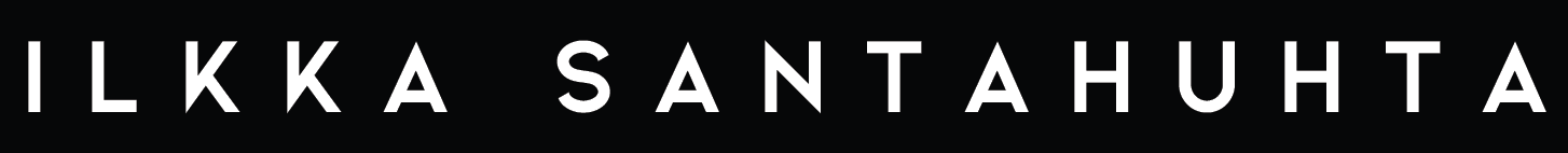 White “ILKKA SANTAHUHTA” text on a black background.
