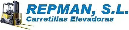 El logotipo de repman sl carrietillas elevadoras tiene una carretilla elevadora.