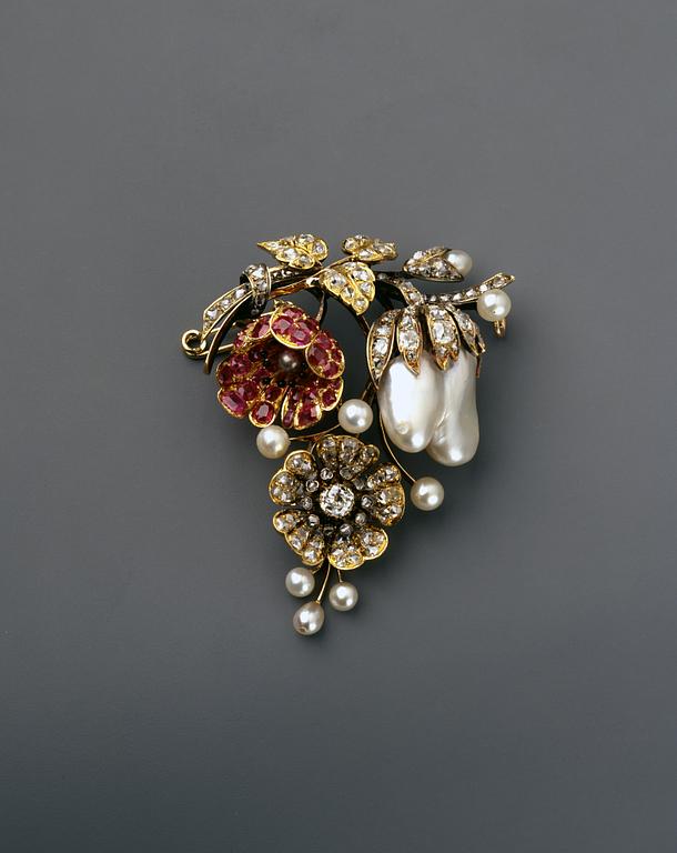 Broche florale XIXème