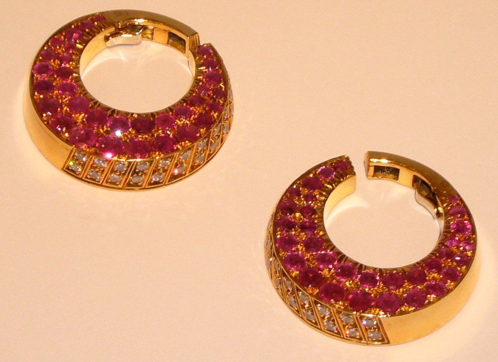 Boucles d'oreilles diamant rubis