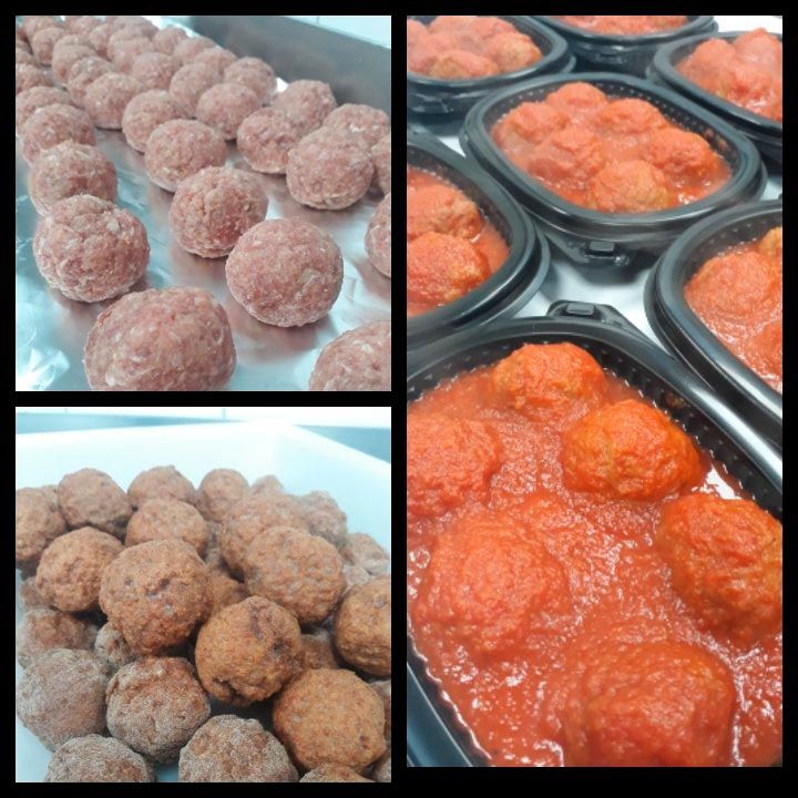 Un collage de tres imágenes de albóndigas y salsa.