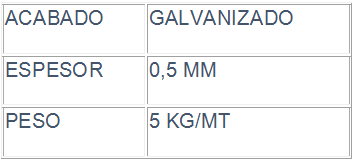 Una mesa con las palabras acabado y galvanizado.