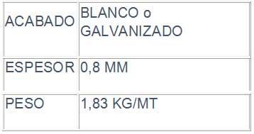Una tabla que muestra el peso de una pieza de metal en español.
