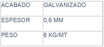 Una mesa con las palabras acabado y galvanizado.