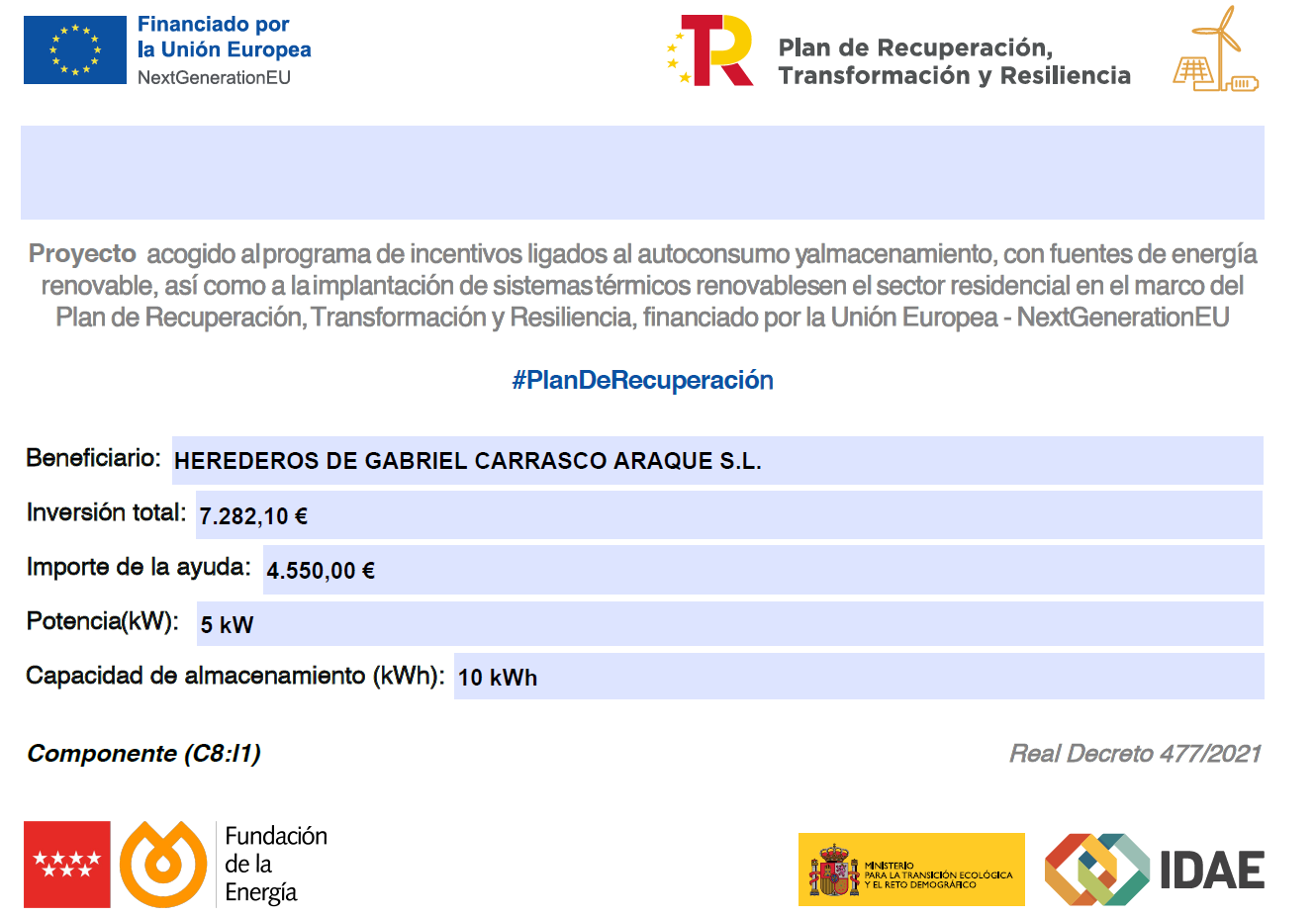 Un volante azul y blanco con la palabra idae en él