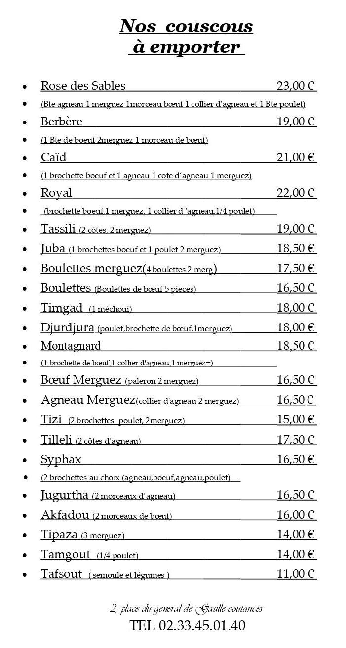 Restaurant de couscous à emporter au cœur de Coutances