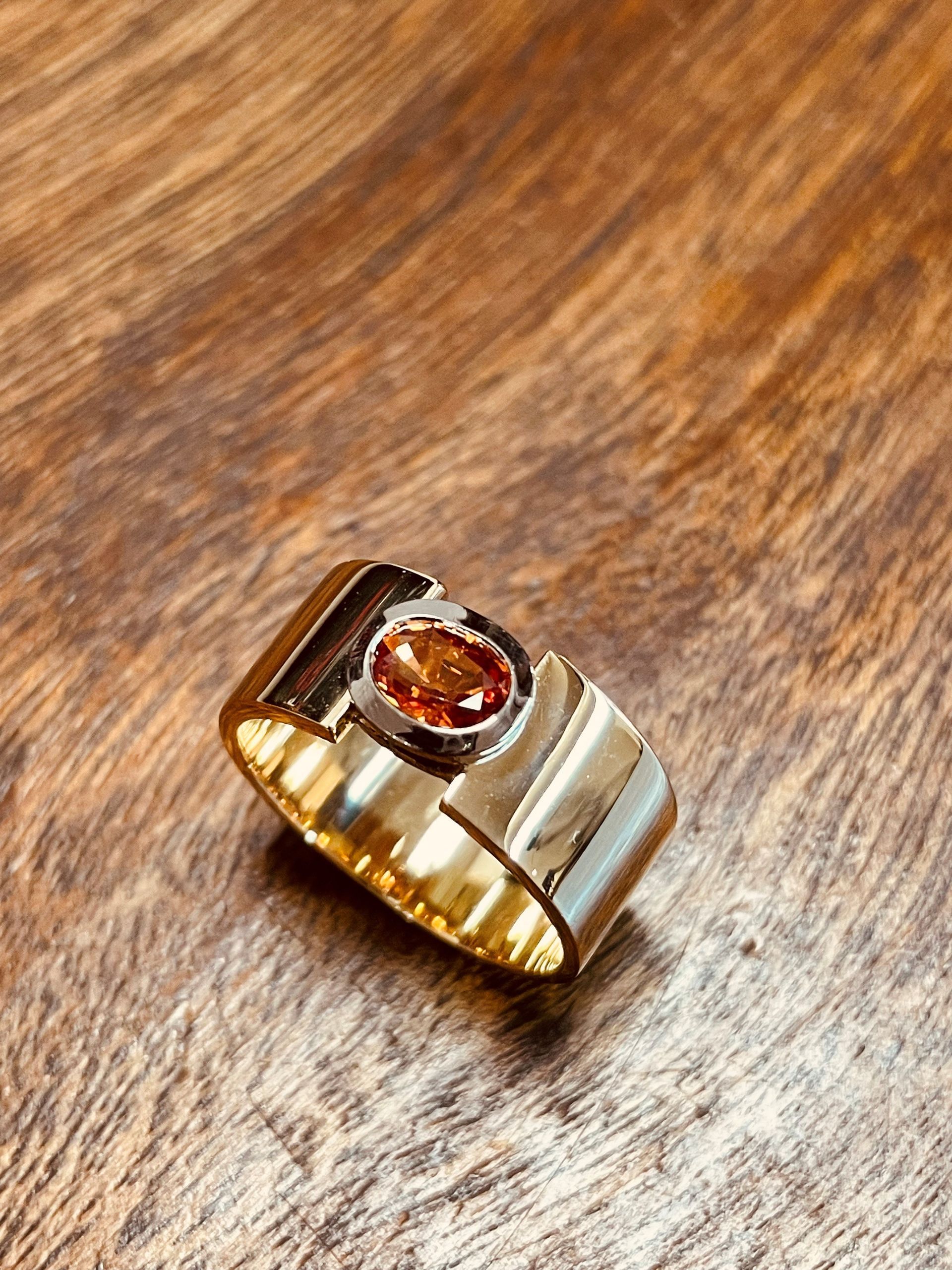 Bague saphir orange