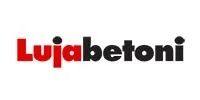 Lujabetonin logo punaisena ja mustana valkoisella taustalla