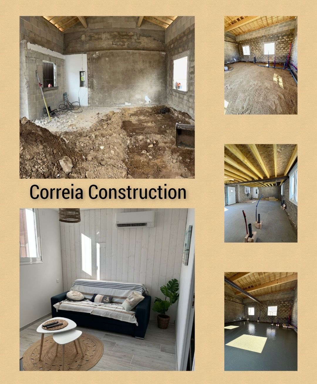 Avancement du projet de construction : de la pièce nue à l’espace habitable terminé, Correia Construction.