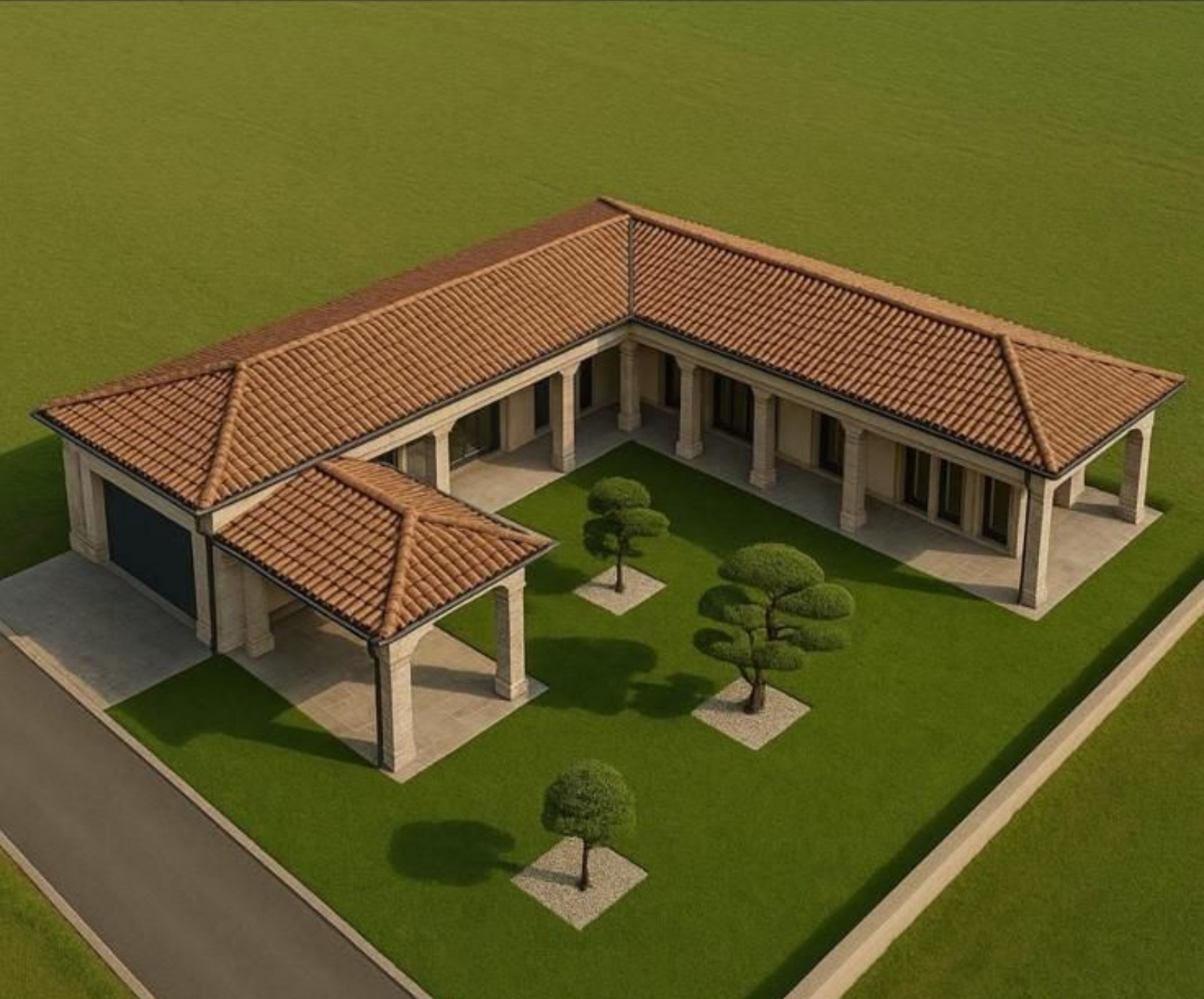 Schéma d'une maison en U