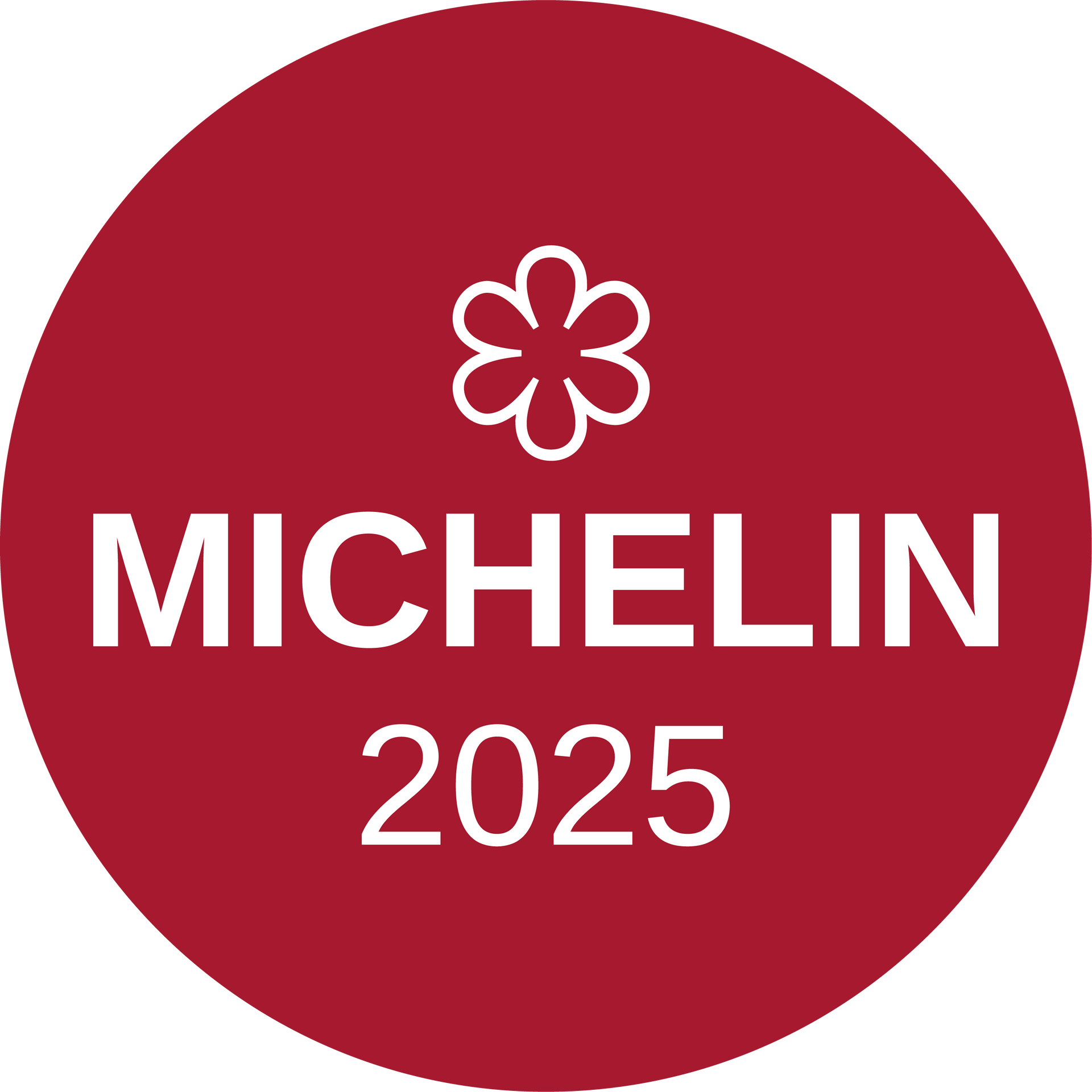 Ein roter Kreis mit der Aufschrift Michelin 2025