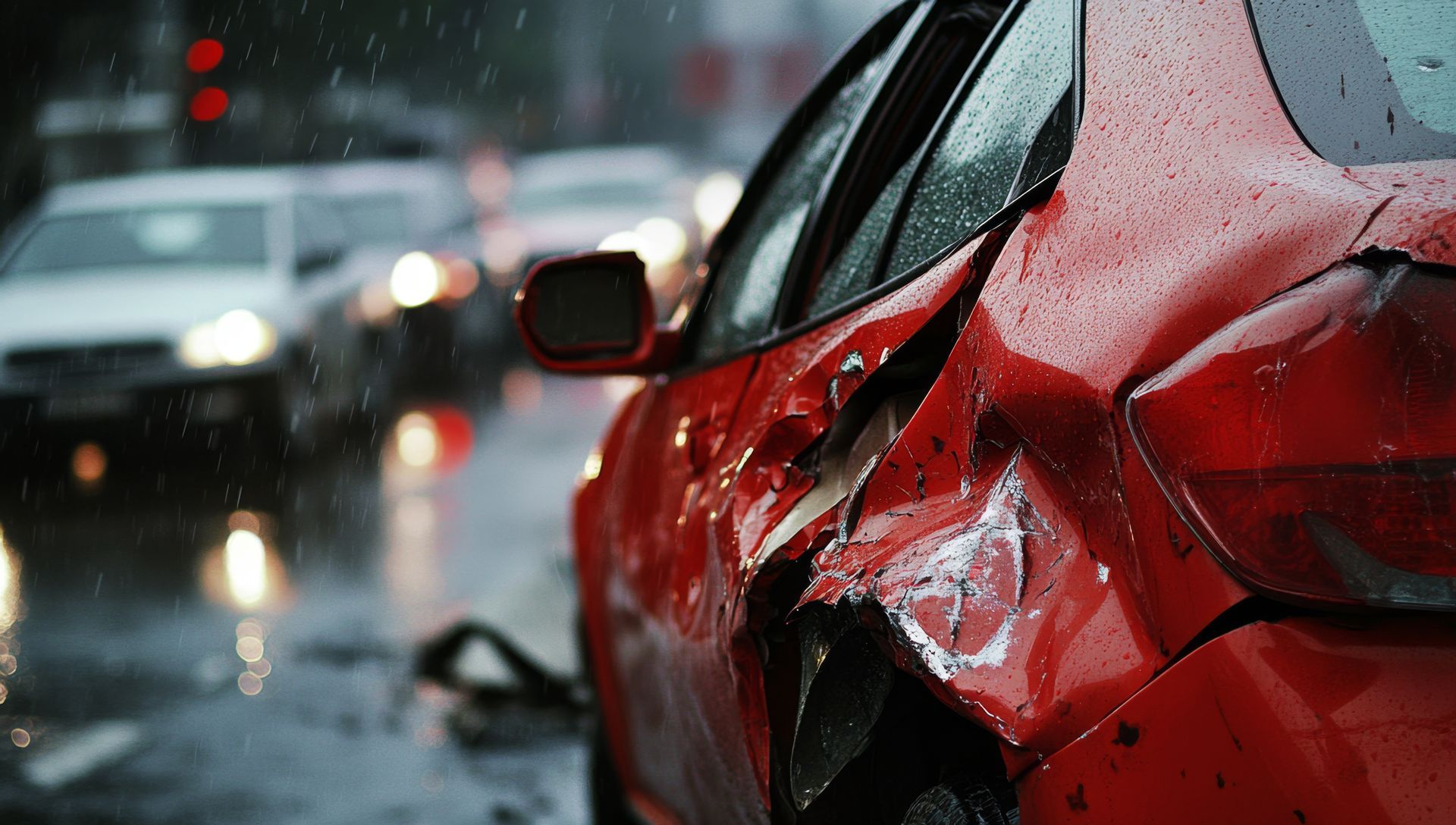 Voiture rouge accidentée
