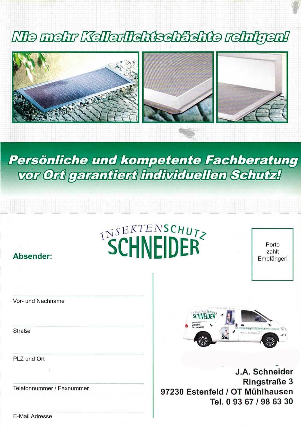 Johannes Schneider Insektenschutz, Estenfeld | eigene Herstellung eigener Montageservice Reparaturservice Fliegengitter für Fenster und Türen Insektenschutz-Rollo für Dachfenster Plissees Drehtüren, Pendeltüren Schiebetüren, Schiebeanlagen Lichtschachtabdeckungen
