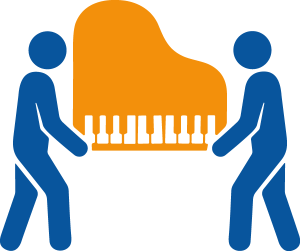 Icon, zwei Personen tragen ein Klavier