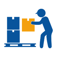 Icon, ein Möbelpacker verräumt Kisten