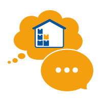 Icon, eine Gedankenblase mit einem Haus