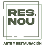 Logo for "RES. NOU Arte y Restauración" in dark green letters, inside a square frame. Below, "ARTE Y RESTAURACIÓN" in smaller text.