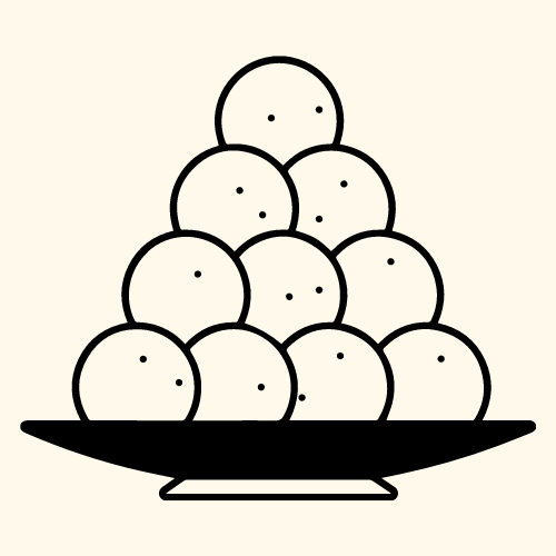Un dibujo en blanco y negro de una pila de bolas en un plato.