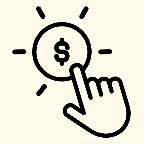 Una mano señala un signo de dólar en un círculo.