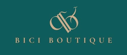 Logotipo de Teal Bici Boutique con monograma estilizado en color tostado y texto con serifa.