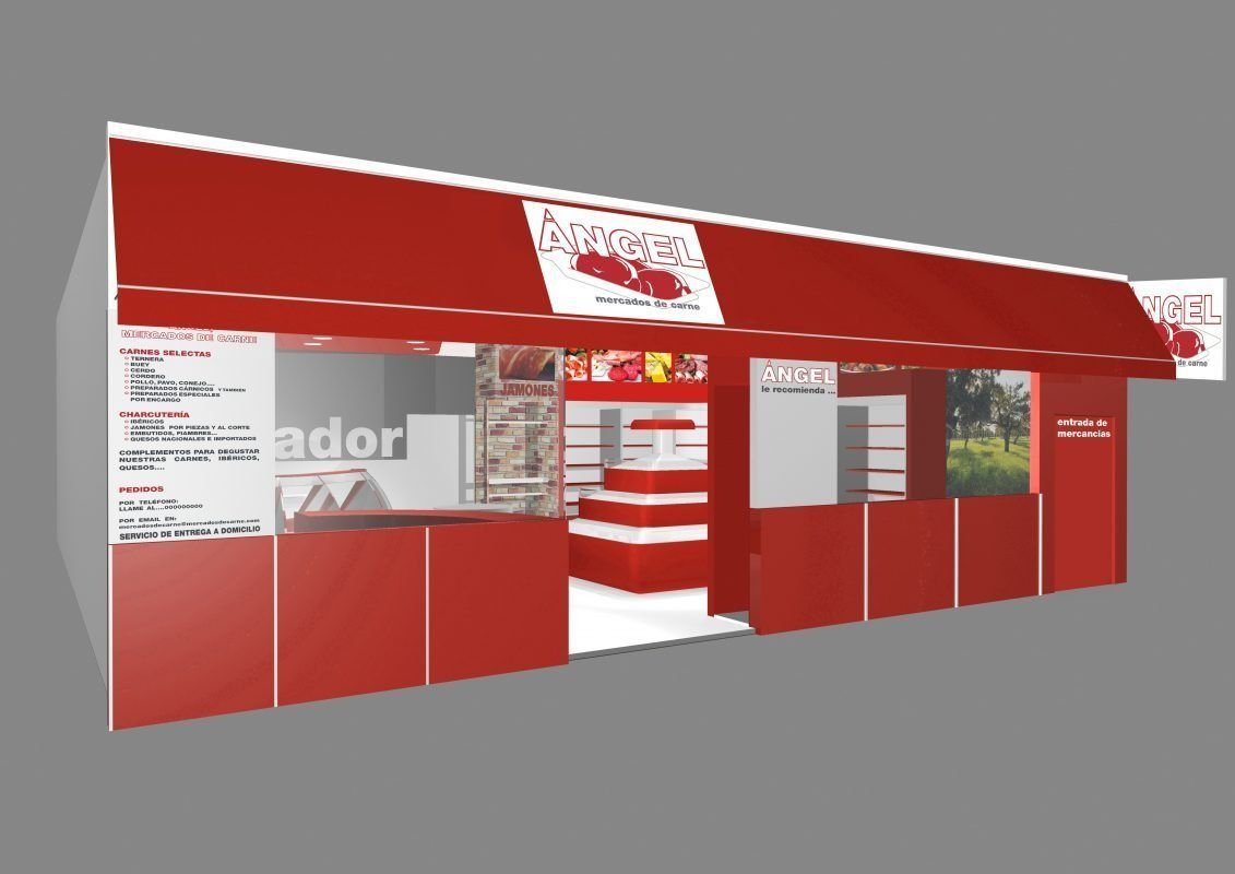 Un edificio rojo con la palabra ador en él.