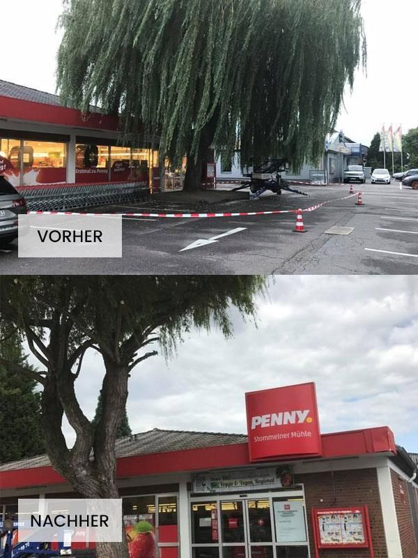 Ein Vorher-Nachher-Bild eines Penny-Ladens