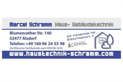 A business card for marcel schramm haus-gebäudetechnik