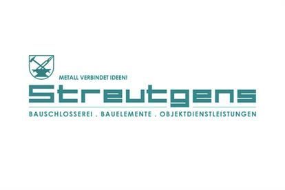 Ein blau-weißes Logo für ein Unternehmen namens Streutgens.