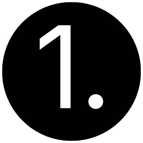 Un número uno blanco seguido de un punto, centrado dentro de un círculo negro sólido.