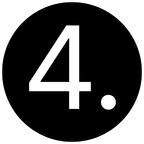 Un número cuatro blanco seguido de un punto, mostrado dentro de un círculo negro sólido.