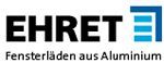 The logo for ehret fensterladen aus aluminium is black and blue.