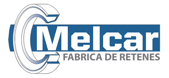 A blue and white logo for melcar fabrica de retenes
