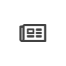 Un icono en blanco y negro de un periódico sobre un fondo blanco.