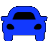 Un dibujo en pixel art de un coche azul sobre un fondo blanco.