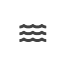 Un icono en blanco y negro de tres ondas sobre un fondo blanco.