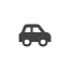 Un icono de coche negro sobre un fondo blanco.