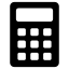 Un icono de calculadora en blanco y negro sobre un fondo blanco.