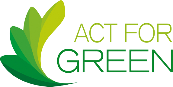 Un logo ACT FOR GREEN.