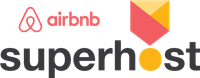 The airbnb superhost logo is shown on a white background.