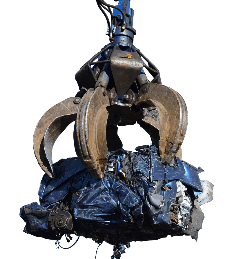 Véhicule bleu en cours de destruction