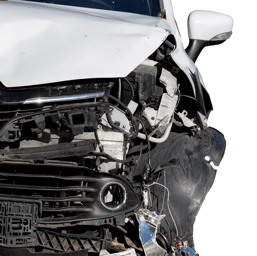 Voiture blanche accidentée