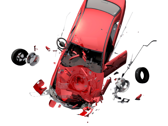 Voiture rouge accidentée
