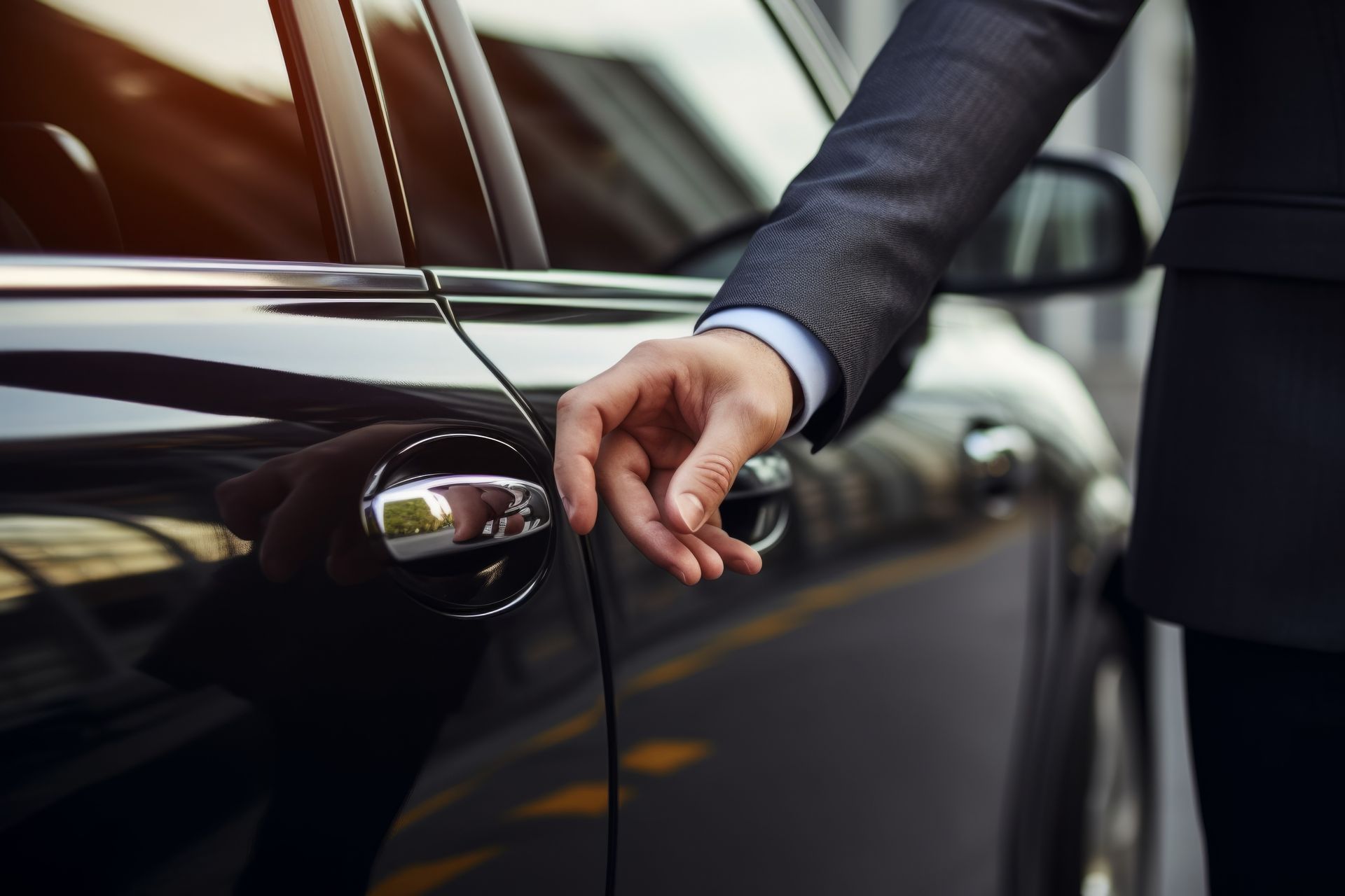 Une main qui ouvre une portière de voiture