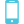 Smartphone azul com uma tela, possivelmente um ícone de aplicativo, sobre um fundo branco.